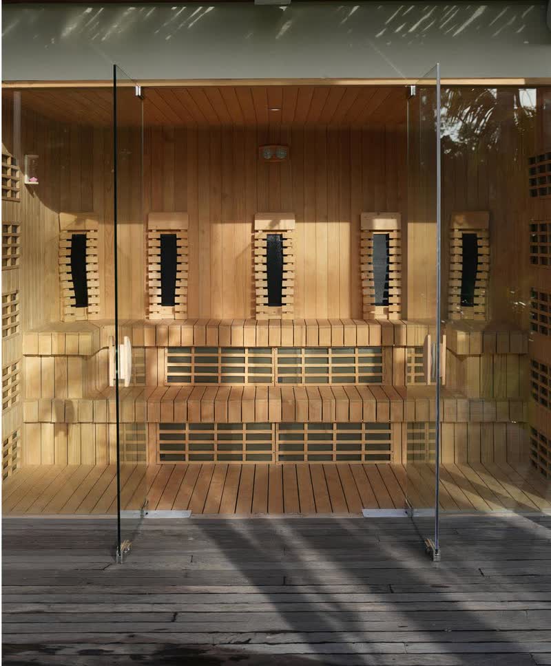 Infrared sauna cabin with heating panels installed in Bali