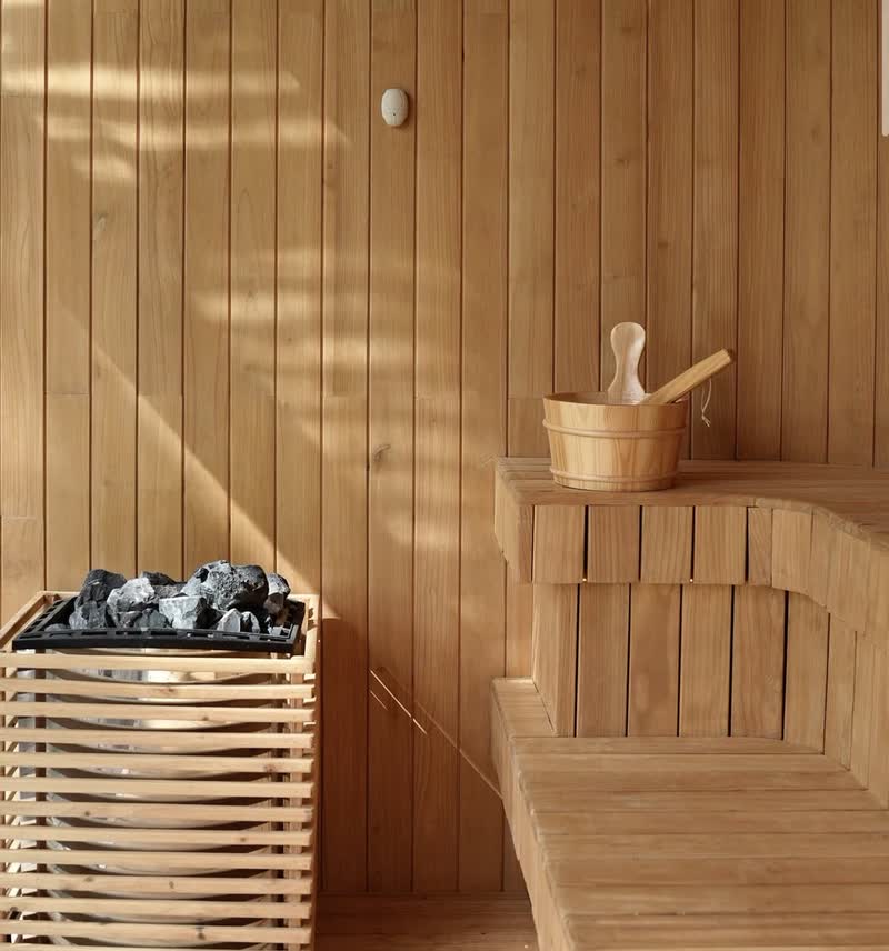 Sauna heater filled with stones, detail from a Bali sauna project